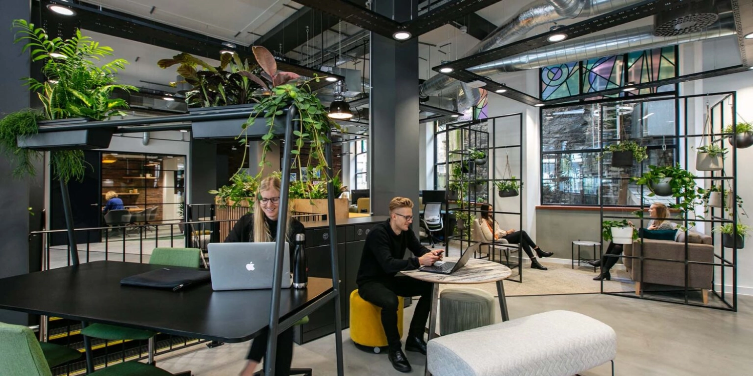 Employee using computer monitor