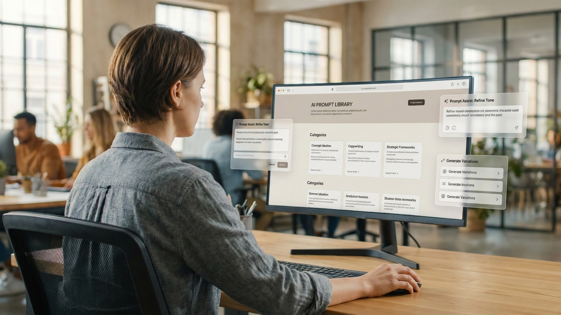 Employee using computer monitor