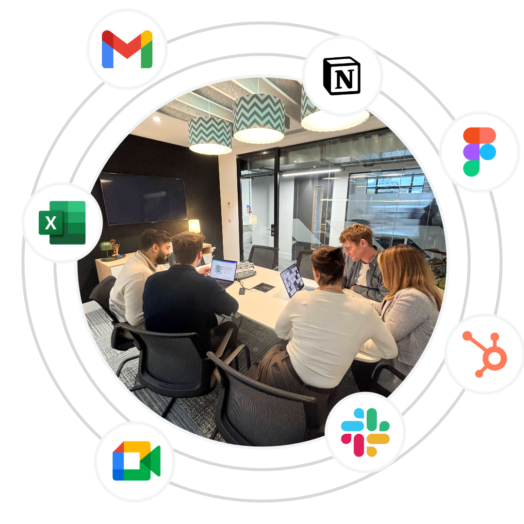 Photo showing a team getting value from their tech