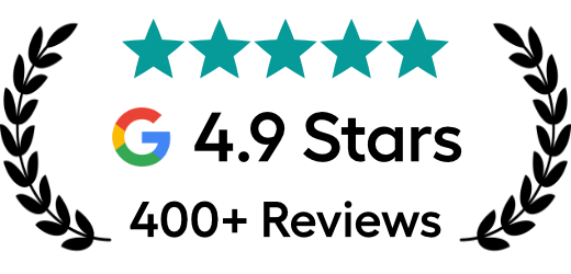 Award icon showing 4.9 stars from over 400 reviews